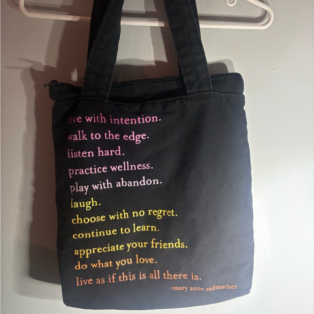 Inspirational Quote Black Tote Bag-Vintage